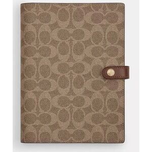 NWT! Coach Signature Canvas Notebook Khaki Brown Monogram Journal Refillable